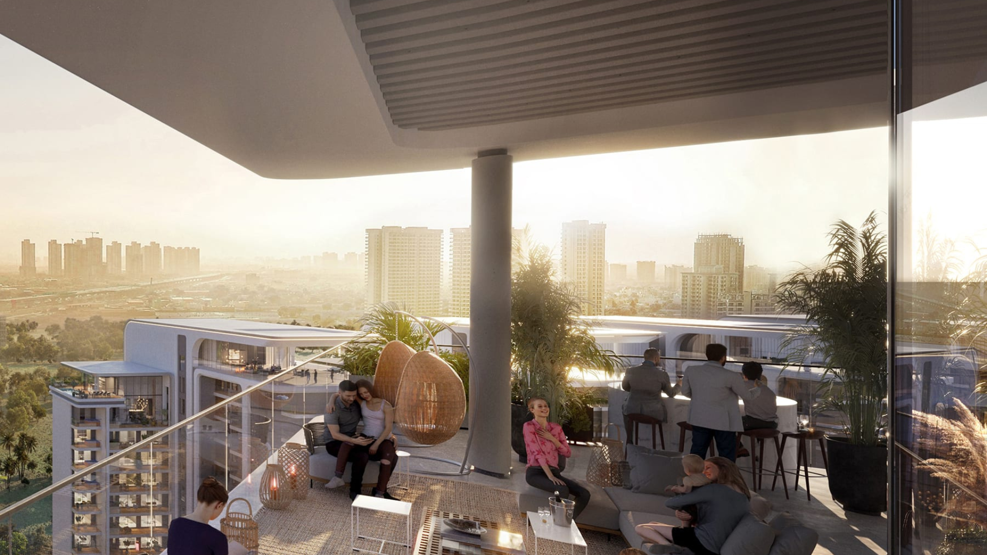 Penthouse terrace overlooking Aravalli at Elan Sector 49